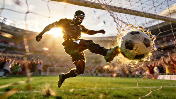 单个精彩进球的慢动作回放视频画面